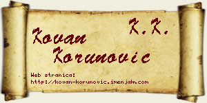 Kovan Korunović vizit kartica
